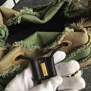 CC Canvas Patchwork Chevron Drawstring Bag Khaki A93727 26cm - 2