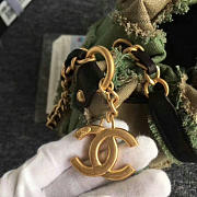 CC Canvas Patchwork Chevron Drawstring Bag Khaki A93727 26cm - 3