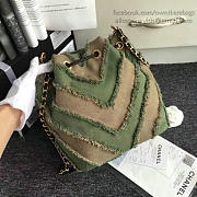 CC Canvas Patchwork Chevron Drawstring Bag Khaki A93727 26cm - 5