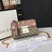 Gucci Padlock 20 Ophidia Leather Pink Studded Pearl - 1