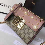 Gucci Padlock 20 Ophidia Leather Pink Studded Pearl - 6