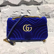 Gucci GG Marmont Matelassé Velvet Leather 26 Navy Blue 2539 - 1