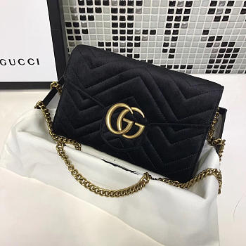Gucci GG Marmont Velvet Leather WOC Black 2560 20cm 
