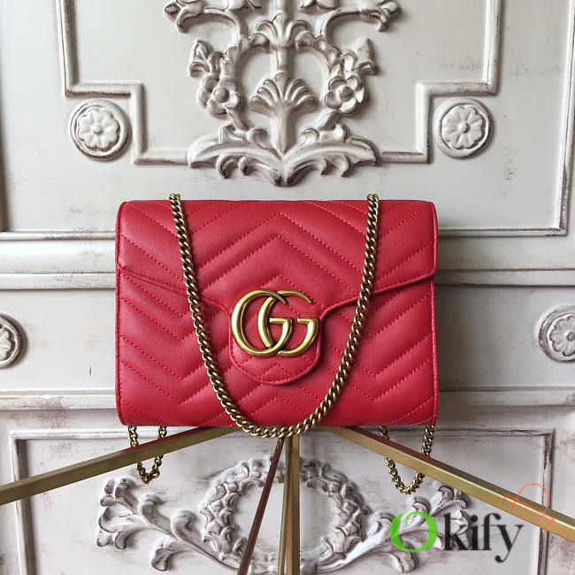Gucci GG Marmont 20 Mini Chain Bag Red 2590 - 1