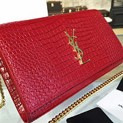 YSL Monogram Kate Crocodile Embossed Shiny Leather Red BagsAll 4763 - 2
