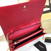 YSL Monogram Kate Crocodile Embossed Shiny Leather Red BagsAll 4763 - 6