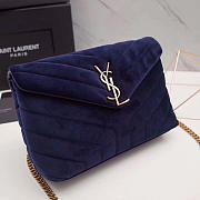 YSL Loulou Monogram Quilted Velvet Shoulder Bag Blue BagsAll 4795 - 4