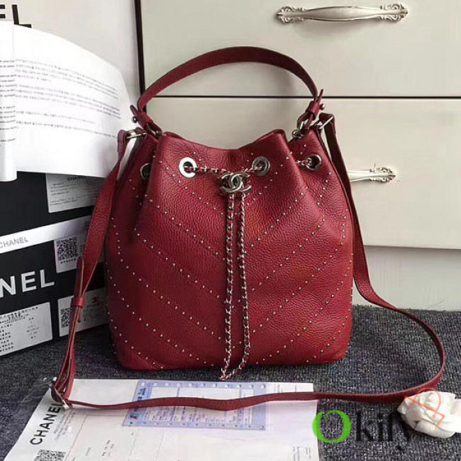 CC Calfskin Bucket Bag Red BagsAll A93597 VS04761 - 1