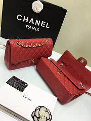 CHANEL Calfskin Leather Flap Bag Gold Red BagsAll 25cm - 6