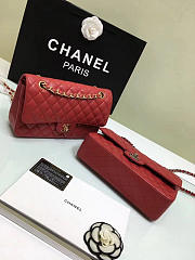 CHANEL Calfskin Leather Flap Bag Gold Red BagsAll 25cm - 4