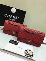 CHANEL Calfskin Leather Flap Bag Gold Red BagsAll 25cm - 3