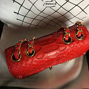 Chanel Snake Embossed Flap Shoulder Bag Red A98774 20cm - 6