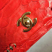 Chanel Snake Embossed Flap Shoulder Bag Red A98774 20cm - 4