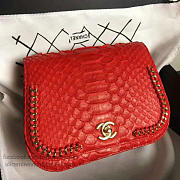 Chanel Snake Embossed Flap Shoulder Bag Red A98774 20cm - 3