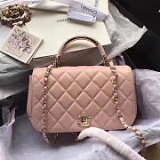 Chanel Caviar Quilted Lambskin Flap Bag with Top Handle Pink A93752 25cm - 1
