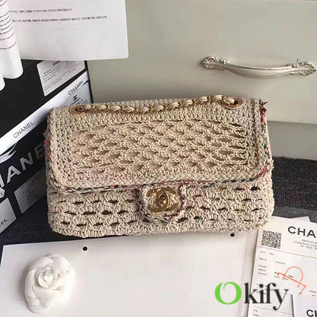 CC Crochet Braid Cayo Coco Flap Bag Beige BagsAll A93680 VS02814 - 1