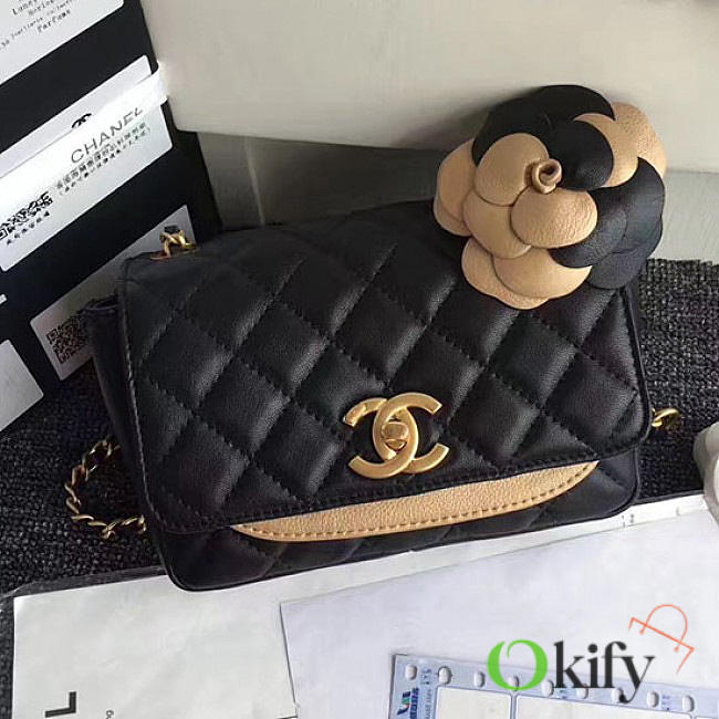 Chanel Calfskin Camellia Waist Chain Bag Black BagsAll A91830 VS06486 - 1