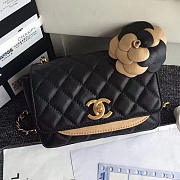 Chanel Calfskin Camellia Waist Chain Bag Black BagsAll A91830 VS06486 - 1