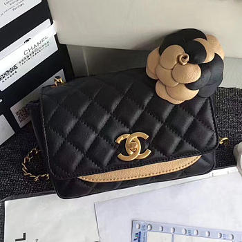 Chanel Calfskin Camellia Waist Chain Bag Black BagsAll A91830 VS06486