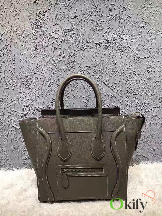 BagsAll Celine Leather Micro Luggage 1068 Olive Green 26cm - 1