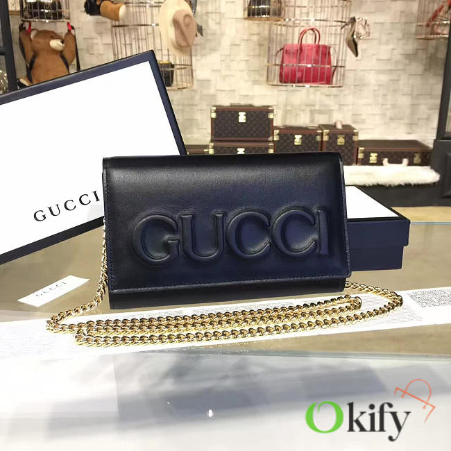 Gucci Chain Bag Black Leather 2151 20cm - 1