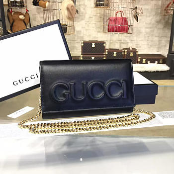 Gucci Chain Bag Black Leather 2151 20cm