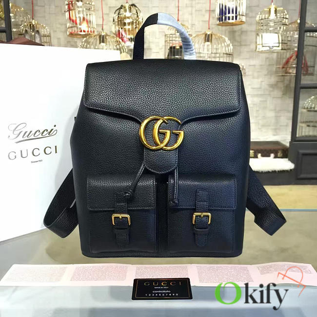 Gucci GG Marmont 39 Backpack Black Leather - 1