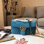 Gucci GG Marmont 26 Matelassé Velvet Leather Blue Touquoise - 1