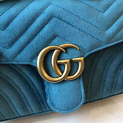 Gucci GG Marmont 26 Matelassé Velvet Leather Blue Touquoise - 6