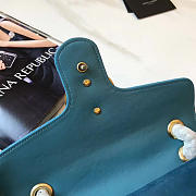 Gucci GG Marmont 26 Matelassé Velvet Leather Blue Touquoise - 4