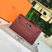 Hermès Kelly Pochette Epsom 22 Wine Red/Silver BagsAll Z2683 - 1