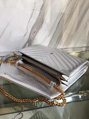 YSL Envelope Chain Bag 22 silver crinkle metallic BagsAll 5095 - 3