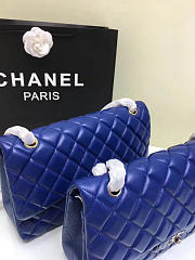 Chanel Jumbo Classic Flap Blue Lambskin Silver/Gold 30cm - 6