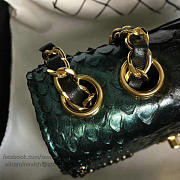 Chanel Snake Embossed Flap Shoulder Bag Green A98774 20cm - 5