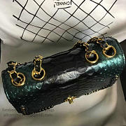 Chanel Snake Embossed Flap Shoulder Bag Green A98774 20cm - 4