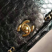 Chanel Snake Embossed Flap Shoulder Bag Green A98774 20cm - 3
