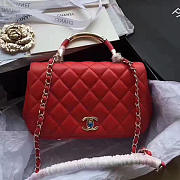 Chanel Caviar Quilted Lambskin Flap Bag with Top Handle Red A93752 25cm - 1