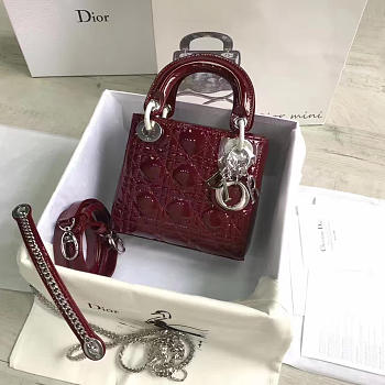 bagsAll Lady Dior Mini Wine Red/Silver 1551