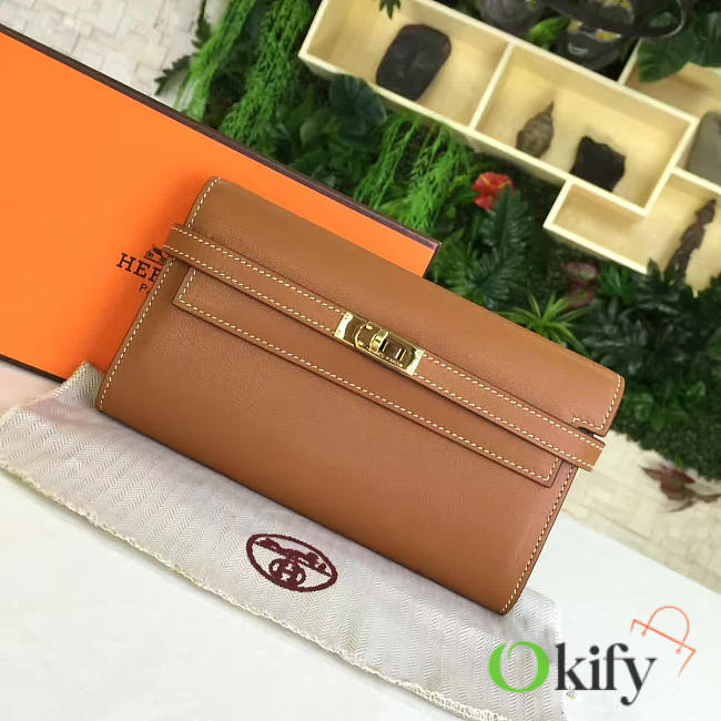 Hermès Kelly Clutch 20 Brown/Gold BagsAll Z2857 - 1