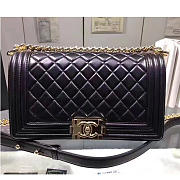 Chanel Quilted Lambskin Medium Boy Bag 25 Gold Hardware Black VS05222 - 1