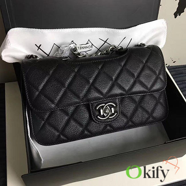 CC Quilted Deerskin Perfect Edge Bag Black A14041 VS02205 26.5cm - 1