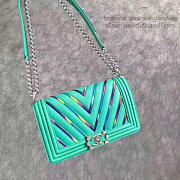 CC Multicolor Chevron Quilted Medium Boy Bag Green BagsAll A67086 VS02100 - 6