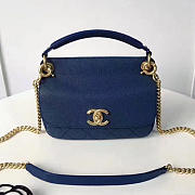 Chanel Grained Calfskin Mini Top Handle Flap Bag Blue A93756 21cm - 1