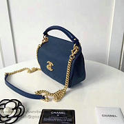 Chanel Grained Calfskin Mini Top Handle Flap Bag Blue A93756 21cm - 2
