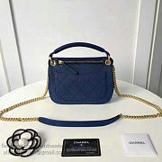 Chanel Grained Calfskin Mini Top Handle Flap Bag Blue A93756 21cm - 3