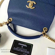 Chanel Grained Calfskin Mini Top Handle Flap Bag Blue A93756 21cm - 4