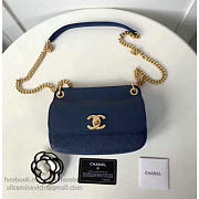 Chanel Grained Calfskin Mini Top Handle Flap Bag Blue A93756 21cm - 5