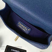 Chanel Grained Calfskin Mini Top Handle Flap Bag Blue A93756 21cm - 6
