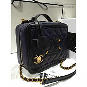 CC Caviar Quilted Small CC Filigree Vanity Case Blue BagsAll A93343 VS08734 - 2