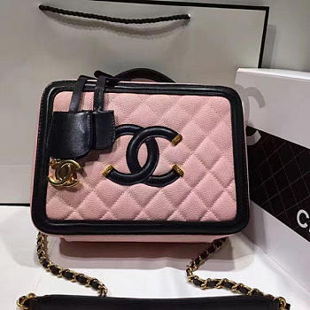 Chanel Caviar Quilted Small CC Filigree Vanity Case Pink BagsAll A93343 VS08792